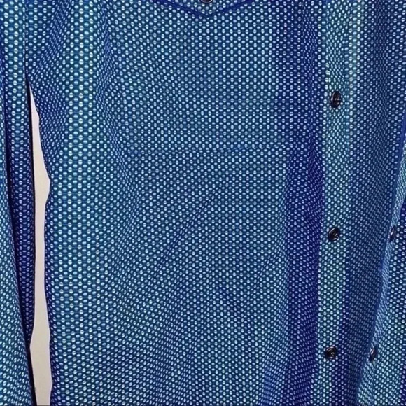 Express men’s blue printed button front dress shirt long sleeve Medium 15.5 - Picture 4 of 5